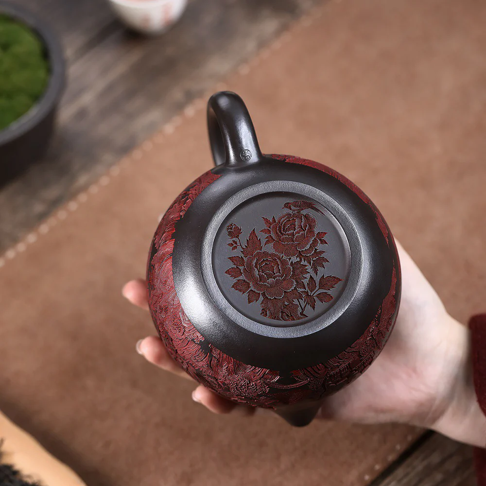 Yixing Purple Clay Peony Xi Shi Teapot - Image 4