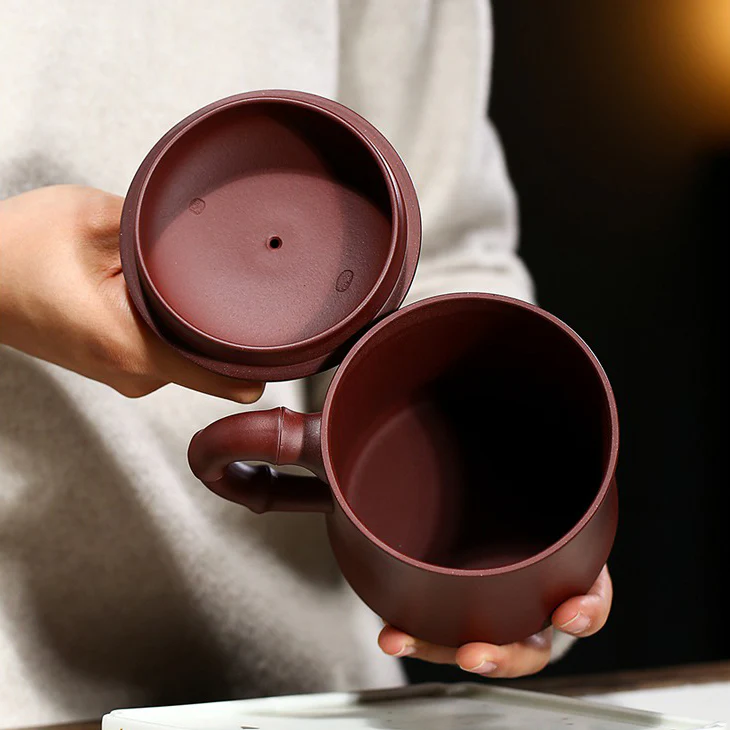 Yixing Purple Clay Pine Crane Tea Cup - Image 5