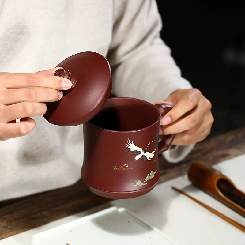 Yixing Purple Clay Pine Crane Tea Cup - Image 6