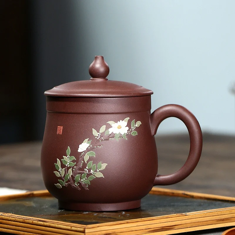 Yixing Purple Clay Wealthy Flower Tea Cup - Image 2
