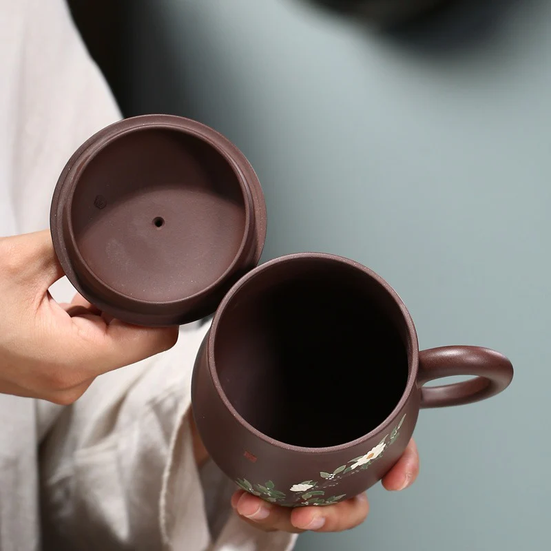 Yixing Purple Clay Wealthy Flower Tea Cup - Image 8