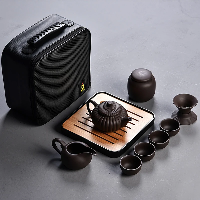 Yixing Purple Clay Tea Set With Travel Bag - Image 4