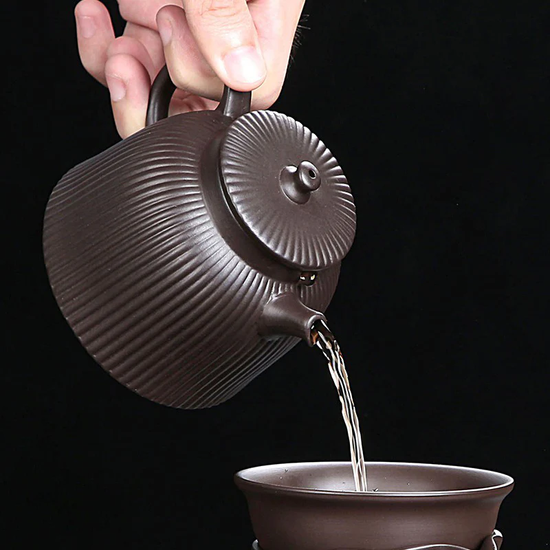 Yixing Purple Clay Xi Shi Stripes Tea Set - Image 5