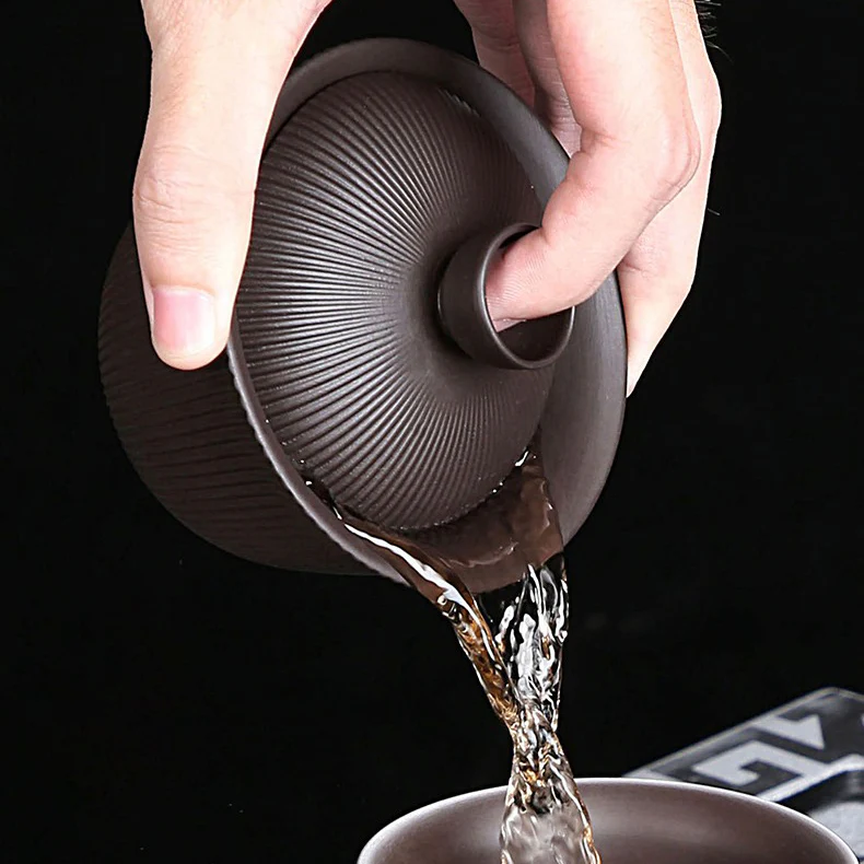 Yixing Purple Clay Xi Shi Stripes Tea Set - Image 6