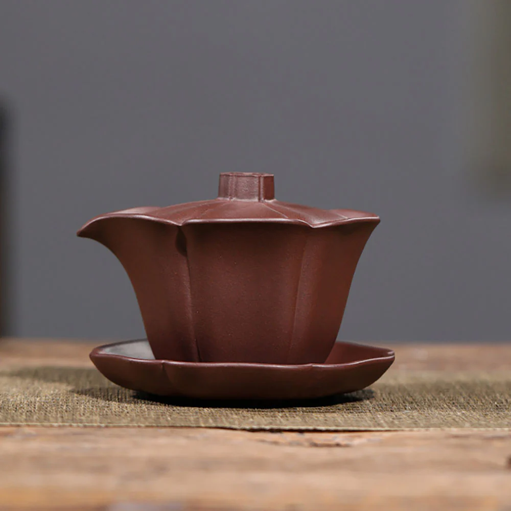 Yixing Red Clay Lotus Gaiwan Teapot - Image 3