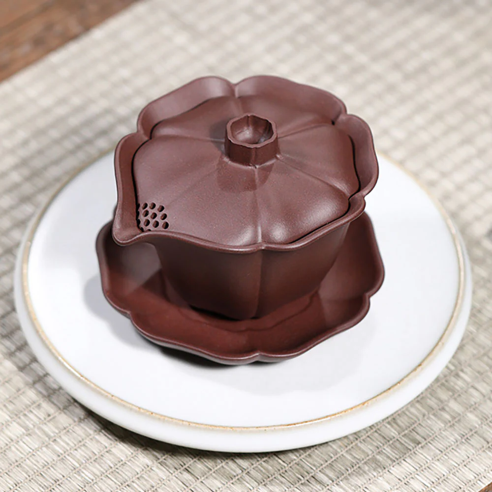 Yixing Red Clay Lotus Gaiwan Teapot - Image 6
