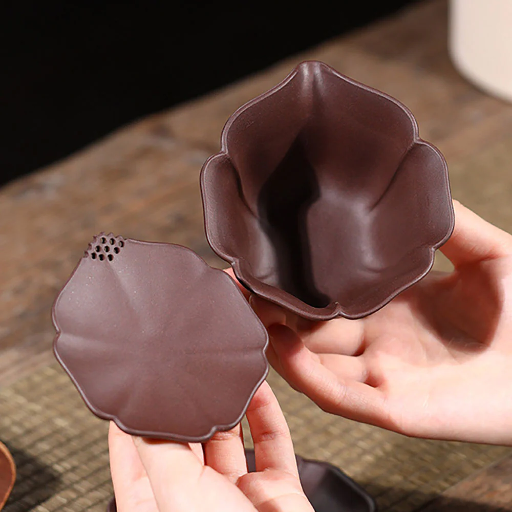 Yixing Red Clay Lotus Gaiwan Teapot - Image 7