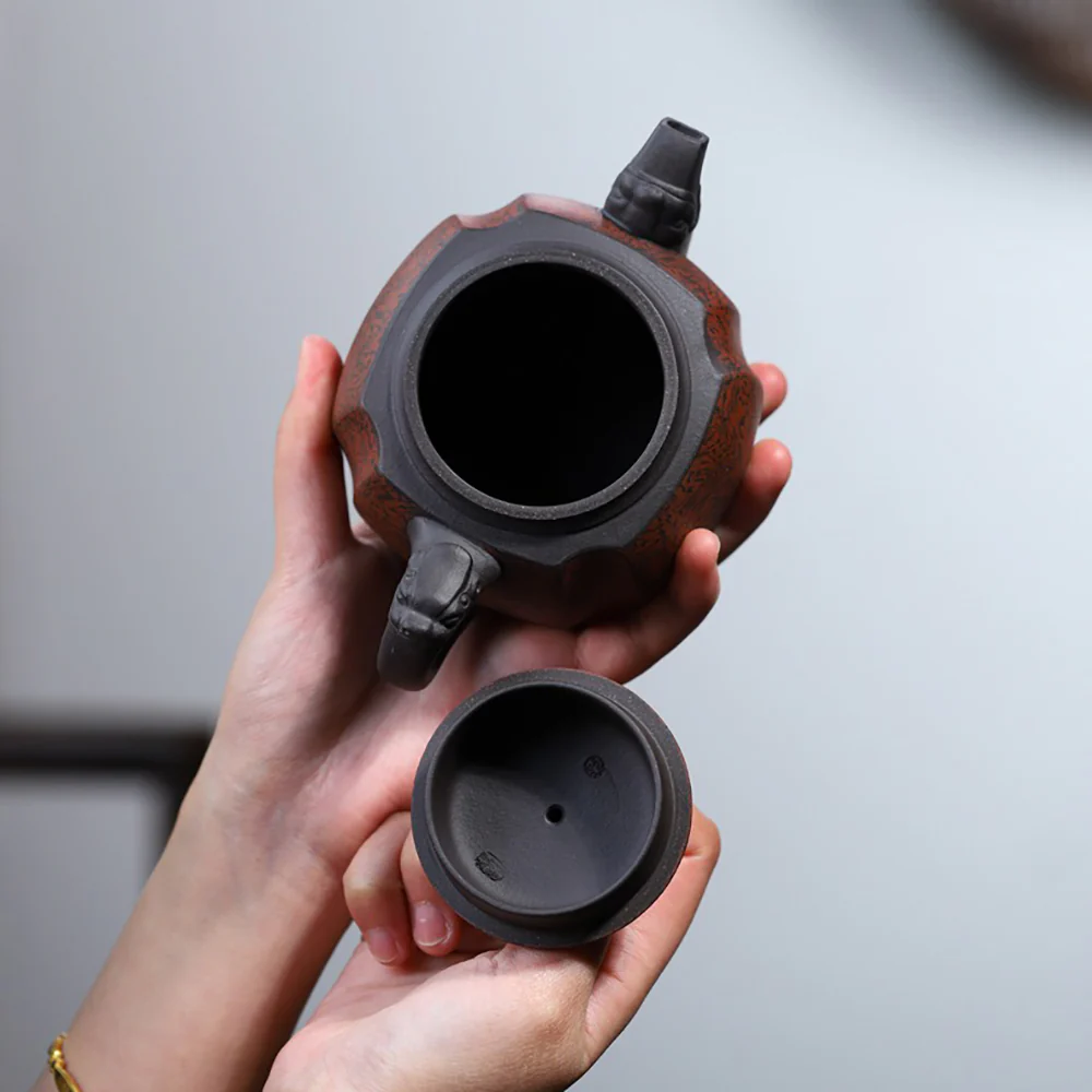 Yixing Square Dragon Purple Clay Teapot - Image 2