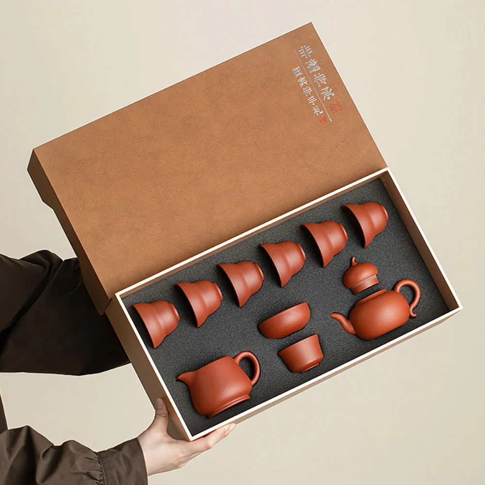 Yixing Zhu Ni Clay Gourd Tea Set - Image 3