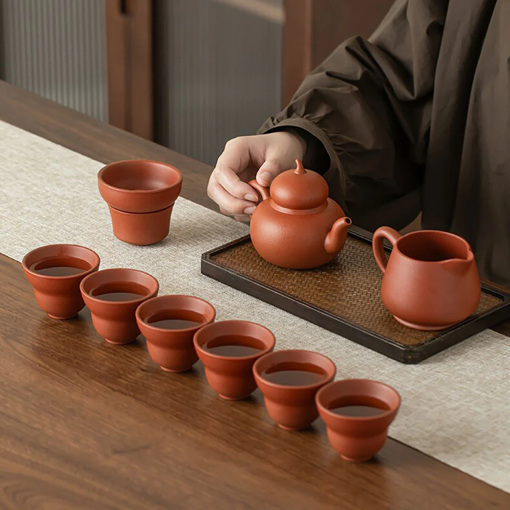 Yixing Zhu Ni Clay Gourd Tea Set - Image 4