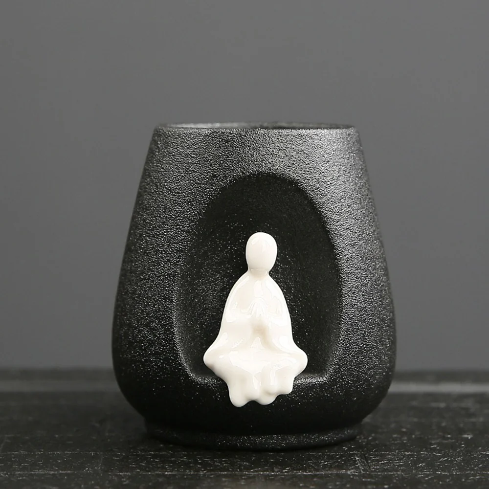 Zen Ebony Tea Utensils Set With Black Pottery Holder - Image 2