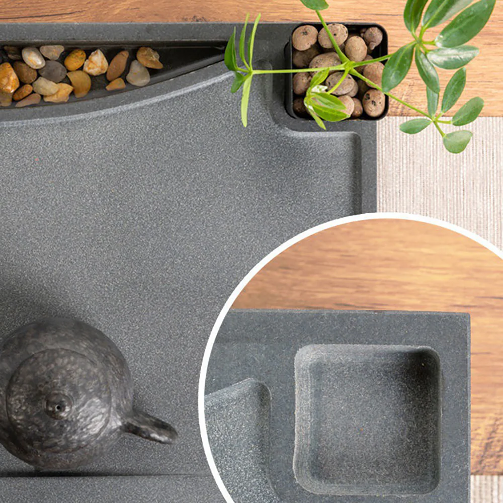 Zen Mist And Waterflow Black Stone Tea Tray - Image 5
